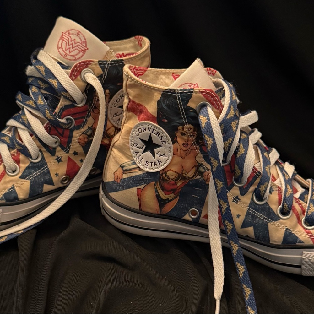 Converse Comic Hero High-Tops in Blue and Red